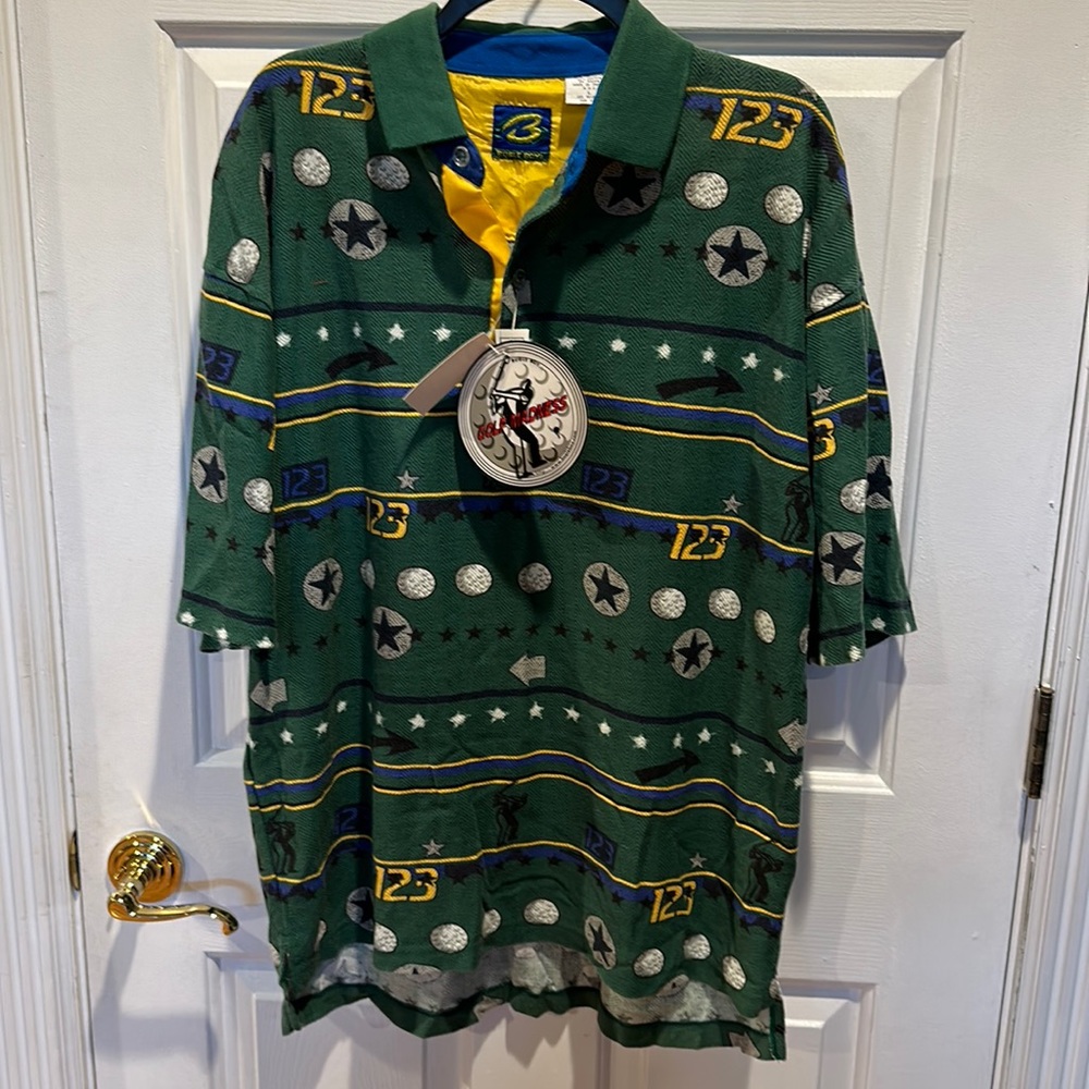 NWT Golf Madness from Bugle Boy size Large short sleeve golf shirt Vintage